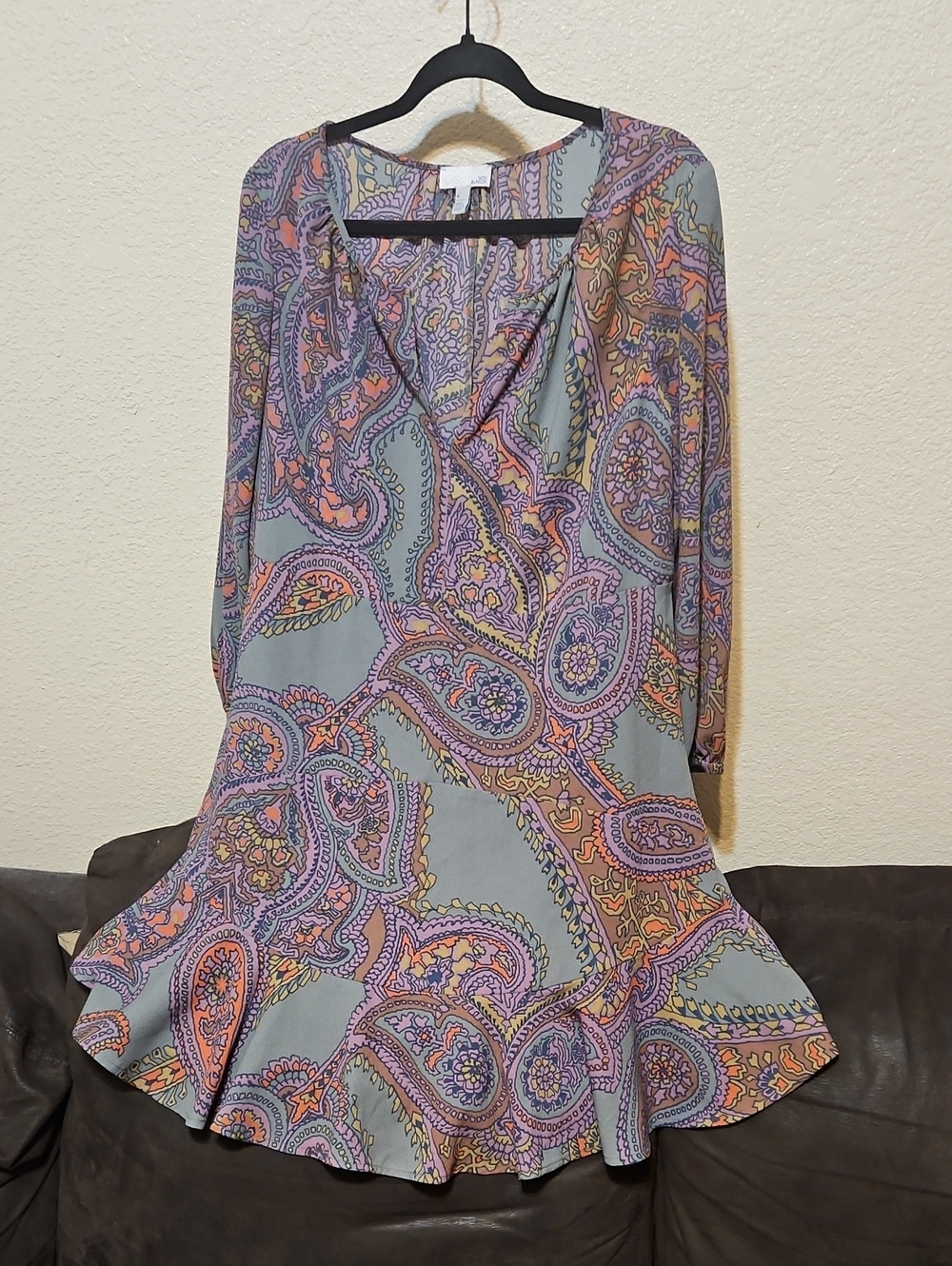 14th & Union Paisley Midi Dress in Green, Purple, Coral